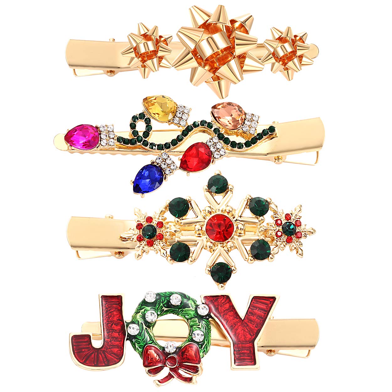 4/5PCS Christmas Hair Clips for Women - Rhinestone Snowflake & Christmas Bulb Light Hairpins, Festive Alligator Hair Clip Set, Holiday Party Hair Accessories, Perfect Gift for Xmas & New Year (Style A) - Great for Christmas Parties, Family Gatherings & Festive Celebrations