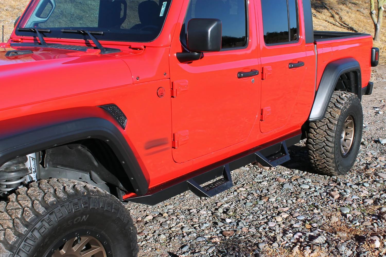 Raptor Series Magnum RT Drop Steps Running Boards - Black for 2020-2023 Jeep Gladiator | Heavy-Duty Nerf Bars for Off-Road & Truck Protection