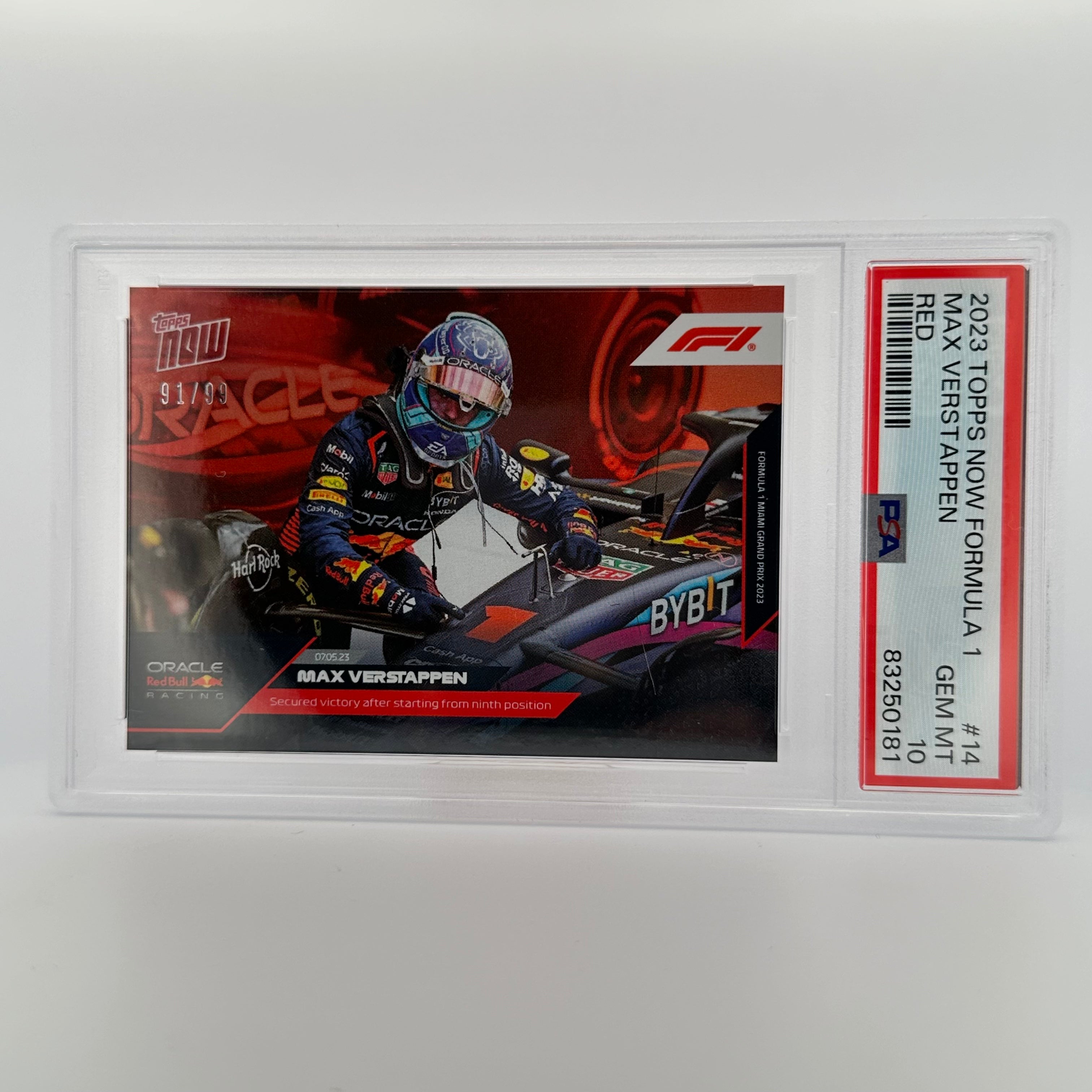 PSA 10 91/99 Max Verstappen #14 Red Bull Racing F1 Trading Card - Collectible Sports Memorabilia for Fans & Investors (Perfect for Display, Gifts, and Card Collections)