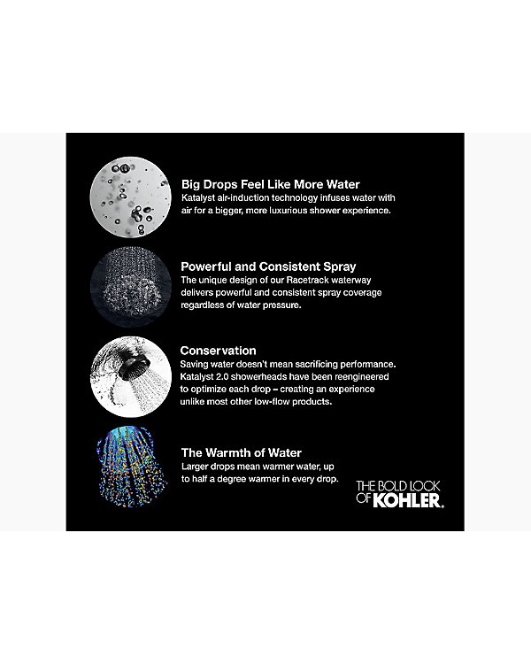 Kohler 8-Inch Rainhead Shower Head 2.5 GPM - Polished Chrome Finish (Model 13692 CP) for Luxurious Spa-Like Bathroom Experience
