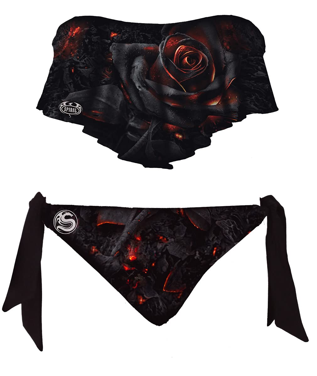 Spiral Burnt Rose Allover Flapover Bikini Swimsuit - XL Size Women's Two Piece Bathing Suit for Beach Vacation & Pool Party