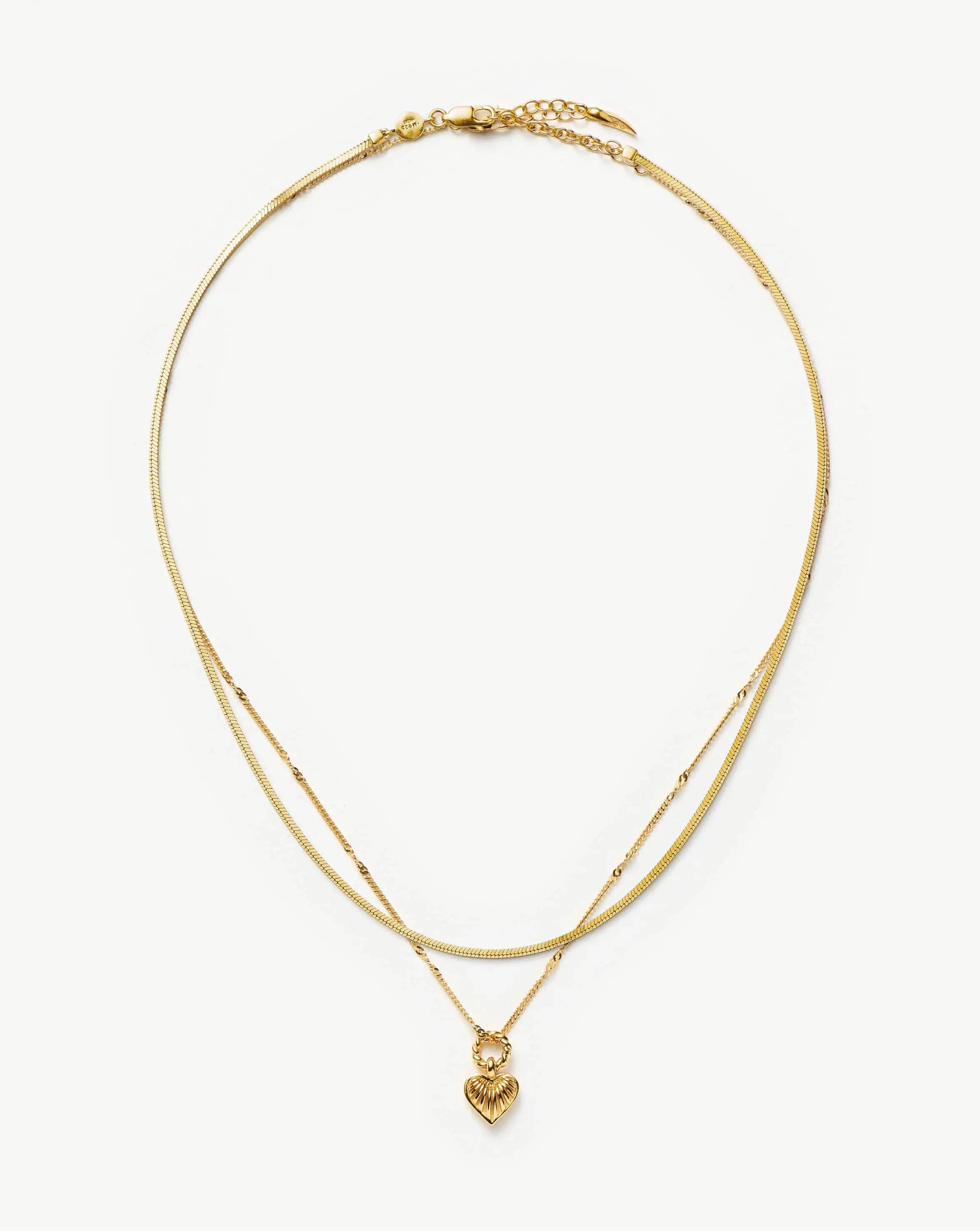 Mini Ridge Heart Chain Necklace Set - 18k Gold Plated Elegant Jewelry for Women | Perfect Gift for Valentine's Day, Anniversary & Special Occasions