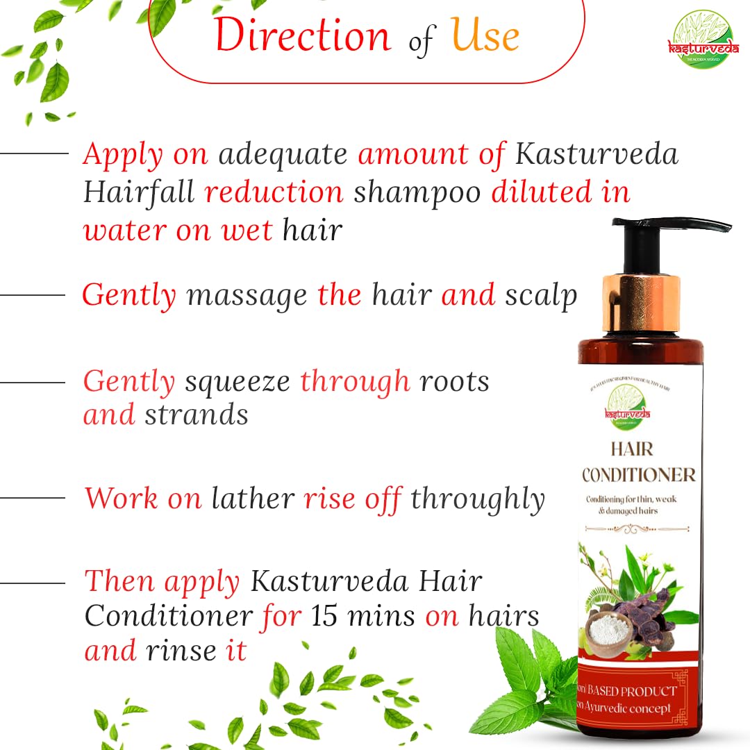 Kasturveda Natural Hair Conditioner for Dry and Frizzy Hair - Moisturizing & Nourishing Treatment for Men & Women (100ml) | Perfect for Damaged Hair Repair & Daily Hydration