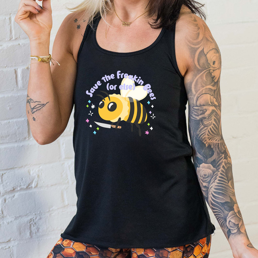 Save The Freakin Bees Or Else T-Shirt - Eco-Friendly Cotton Tee for Bee Conservation Awareness | Perfect for Environmental Activists & Nature Lovers