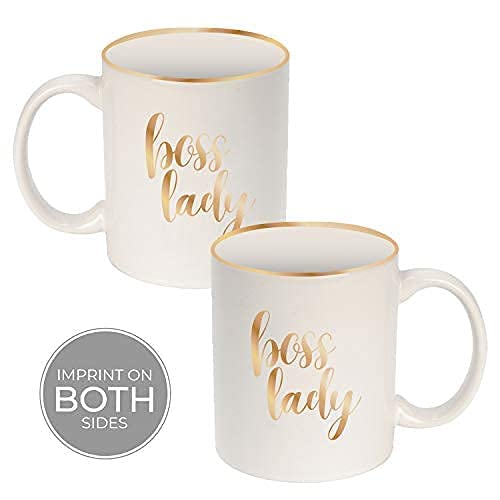 Boss Lady Gold Coffee Mug - 15oz Ceramic Office Mug for Women, Unique Shiny Gold Gift for Coworkers & Boss - Perfect for Office, Home & Corporate Gifts