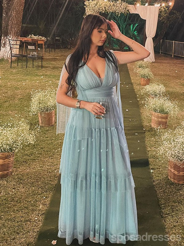 Elegant Green A-Line V-Neck Long Prom Dress for Women - Perfect for Evening Parties, Homecoming, and Formal Events