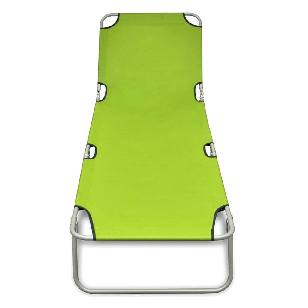 CHARMMA Folding Sun Lounger Chair - Powder-Coated Steel Frame, Apple Green Color, 5.1KG Lightweight - Perfect for Beach, Poolside, Patio, and Outdoor Relaxation