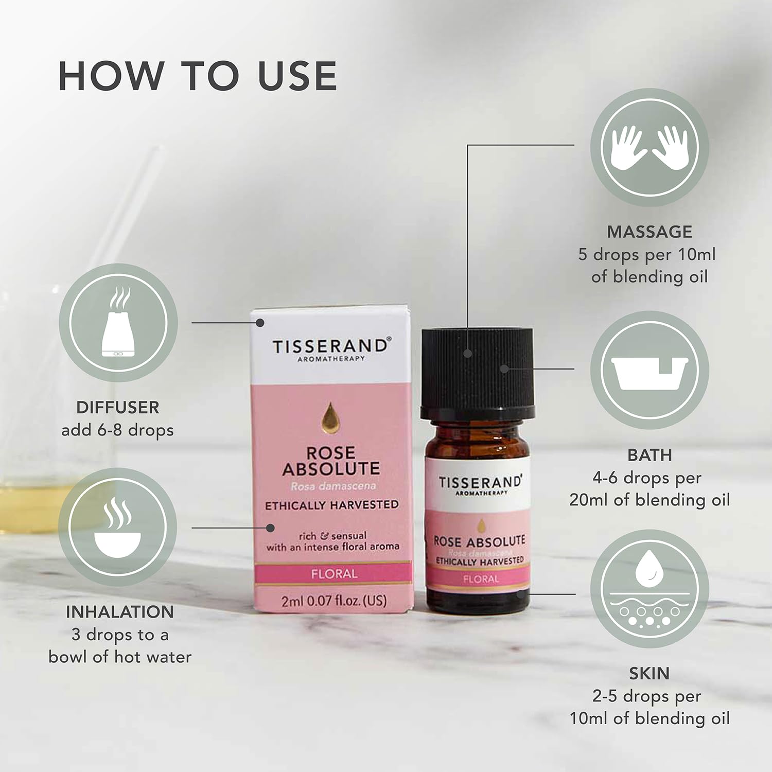 Tisserand Aromatherapy 100% Pure Natural Rose Absolute Essential Oil - Ethically Harvested, 9ml for Massage, Bath & Relaxation - Perfect for Spa, Yoga & Stress Relief