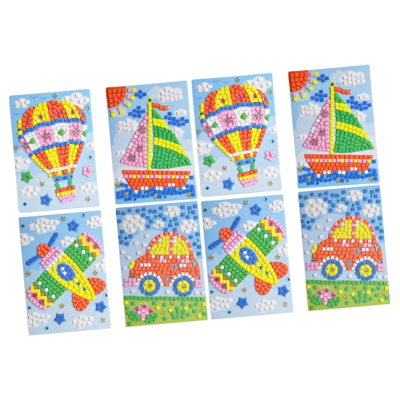 8Pcs Diamond Stickers Kit for Kids DIY Crafts - Mosaic Art & Car Decor