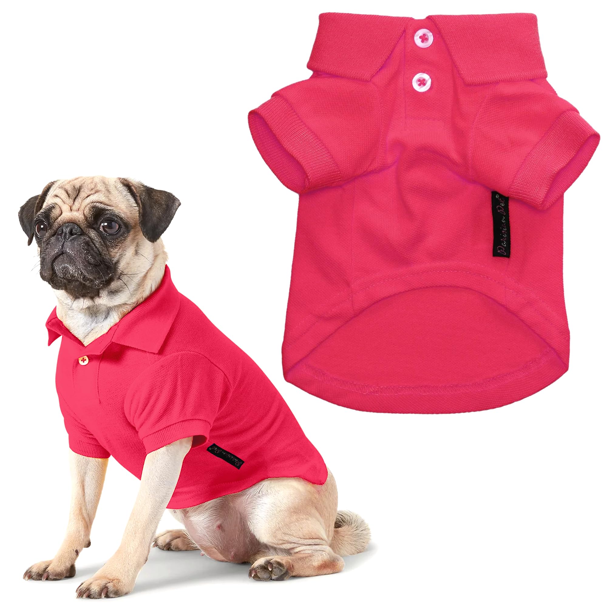 Parisian Pet Dog Polo Shirts - Breathable Cotton Dog Shirt for Summer - Solid Color Button-Up Collar Polo for Large Dogs (3XL) - Perfect for Outdoor Walks, Beach Trips, and Stylish Pet Fashion