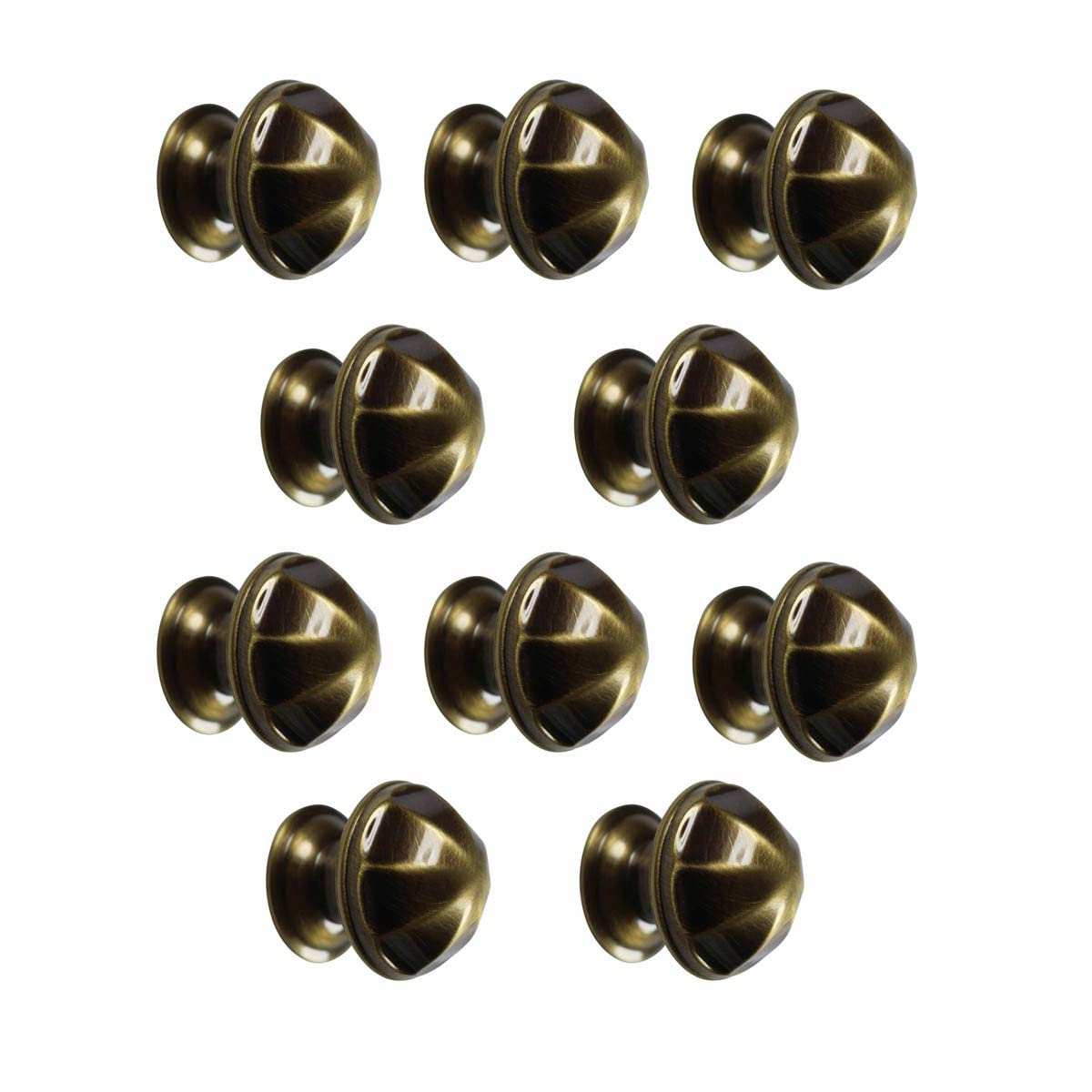 Antique Brass Cabinet Knobs with Backplate - Pack of 10, 1