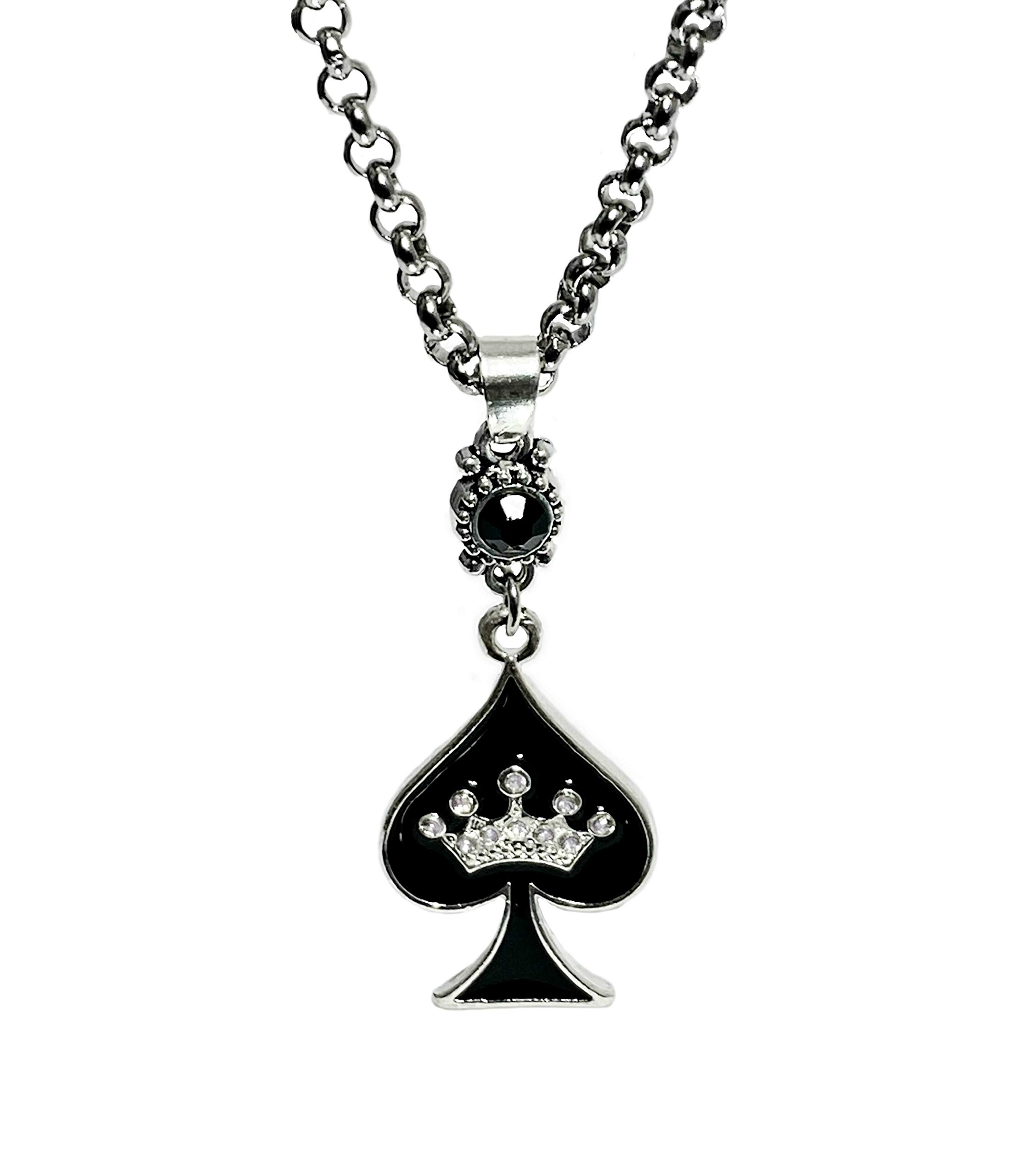QOS Rhinestone Spade Pendant Necklace - Elegant Jewelry for Hotwife, Queen of Spades, BBC, MFM | Perfect for Swinger Parties, Date Nights & Lifestyle Events