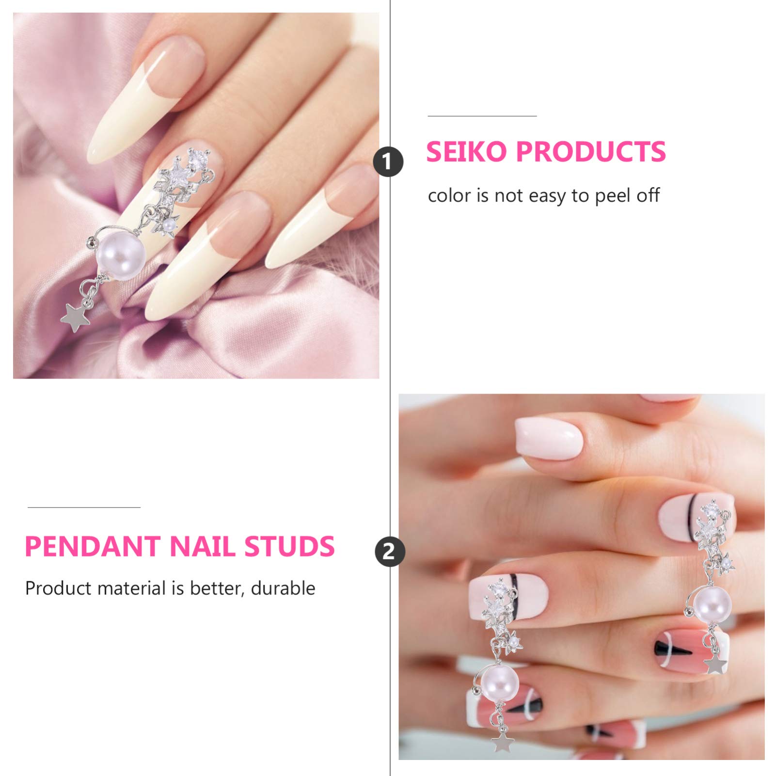 Beaupretty 2PCS Nail Art Pearl Chains - Creative Delicate Nail Decorations for DIY Manicure, Wedding & Party Nail Designs