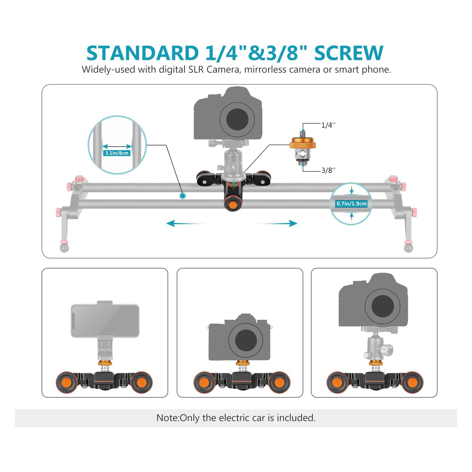 NEEWER DL100 3-Wheel Wireless Camera Dolly with Remote Control - 3 Speed Adjustable for Smooth Video Shooting | Perfect for Film Making, Vlogging, and Studio Productions