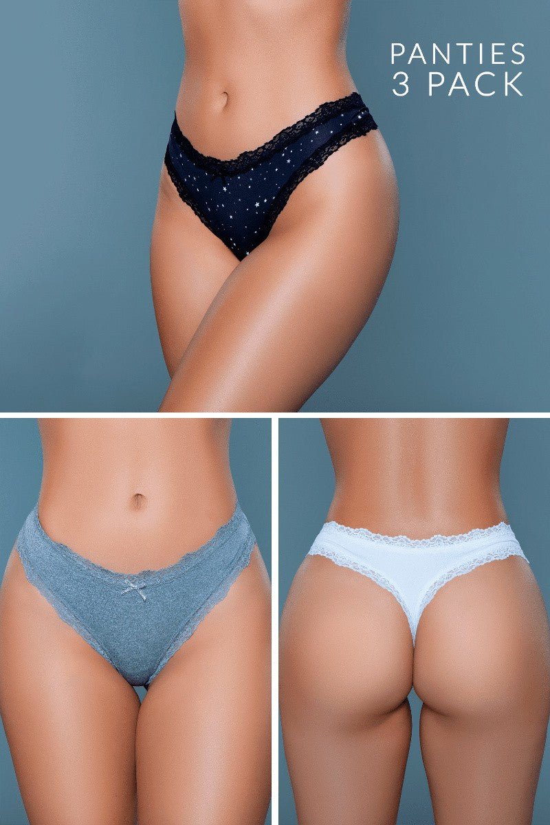BeWicked Women's Sexy Jade Green Thong Underwear 3 Pack - Comfortable Lingerie for Everyday Wear, Date Night & Special Occasions