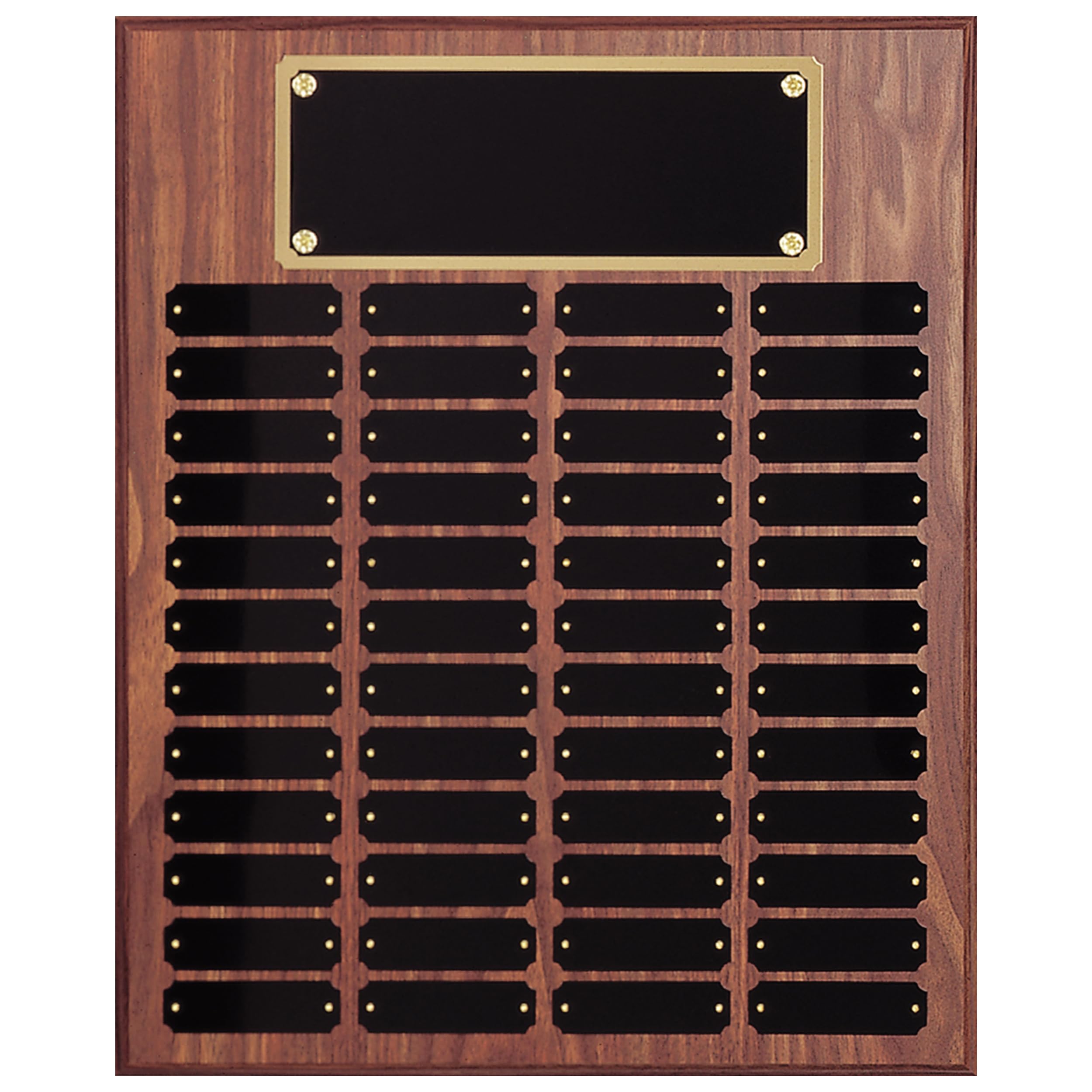 16 x 20 Inch Walnut Perpetual Plaque Award Board - Employee Recognition & Achievement Award with Gold Header - 48 Name Plates for Office Appreciation, Corporate Gifts, and Milestone Celebrations
