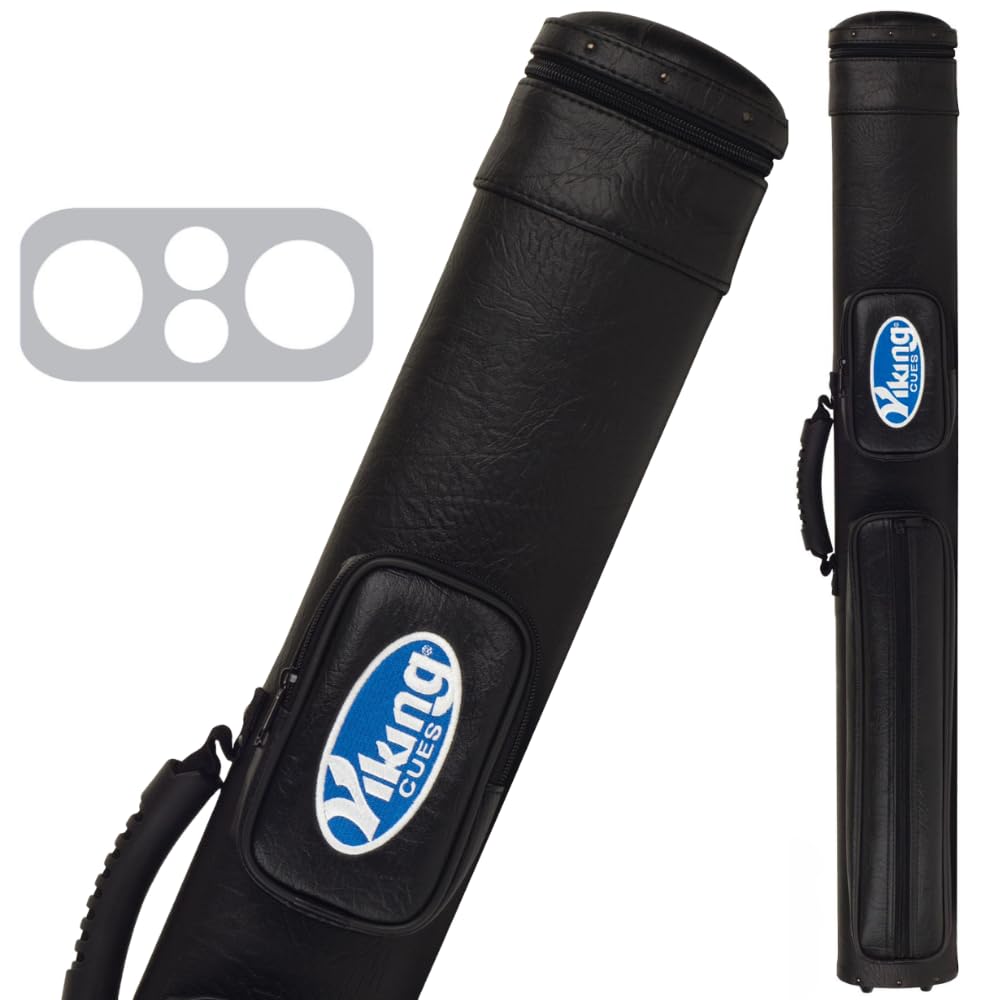 Viking Pool Cue Case with Shoulder Strap - Durable Vinyl Shell & Soft Felt Interior - Billiard Cue Storage Bag for Pool Sticks - Perfect for Travel, Tournaments & Home Use - Essential Billiards Equipment & Pool Table Accessories