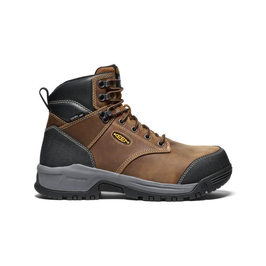 Men's Evanston 6 Waterproof Work Boot with Carbon Toe - Bison/Black | Heavy Duty Construction, Slip Resistant, Comfortable for Outdoor & Industrial Work