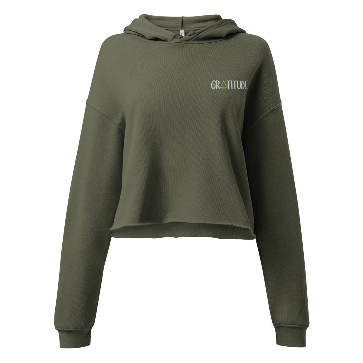 Gratitude Embroidered Women's Crop Hoodie - Stylish Pullover Sweatshirt for Casual Wear, Yoga & Street Fashion