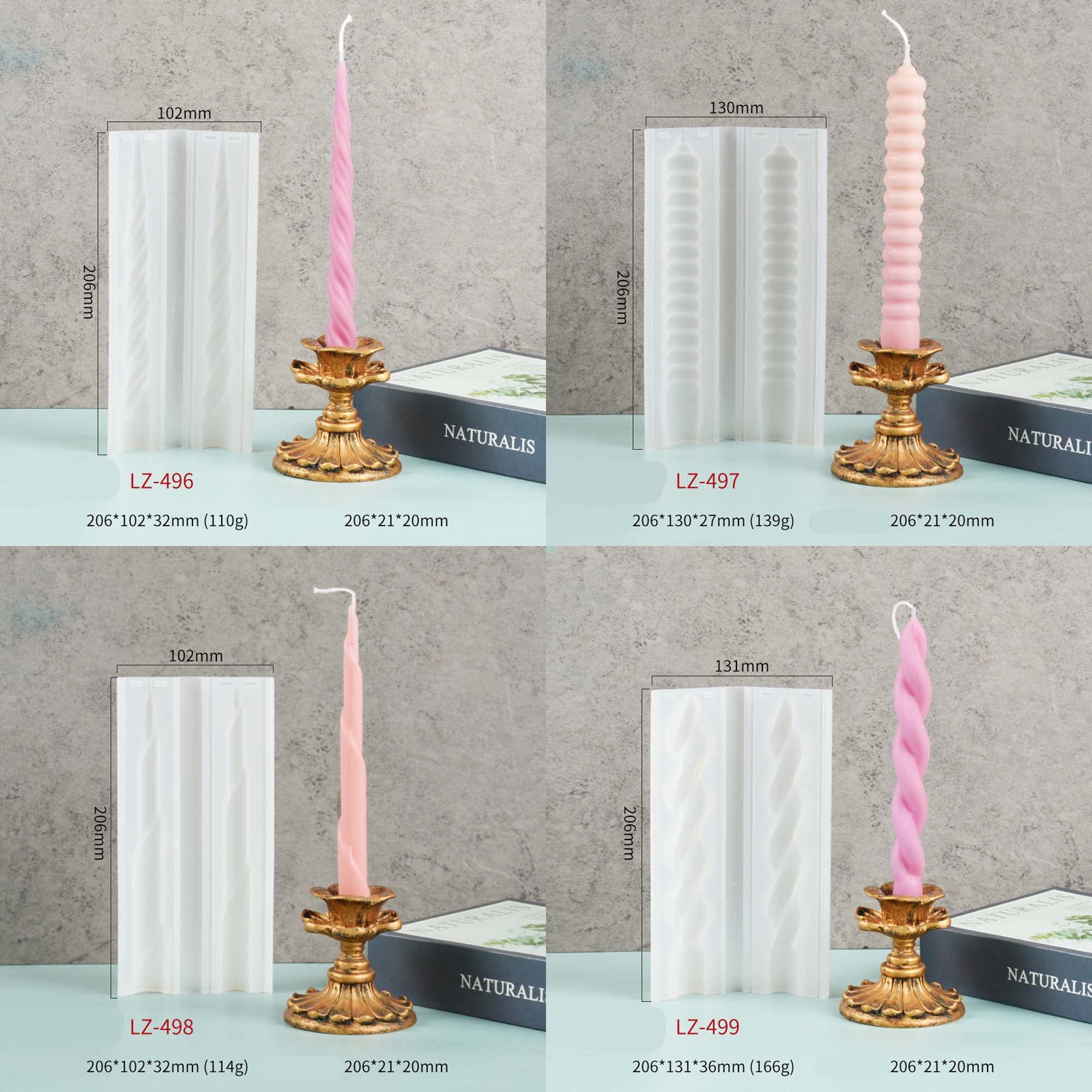 8-Piece Spiral Candle Molds Set - DIY Cylinder, Pillar, Clay & Resin Casting Molds for Candle Making, Soap Crafting & Home Decor Projects
