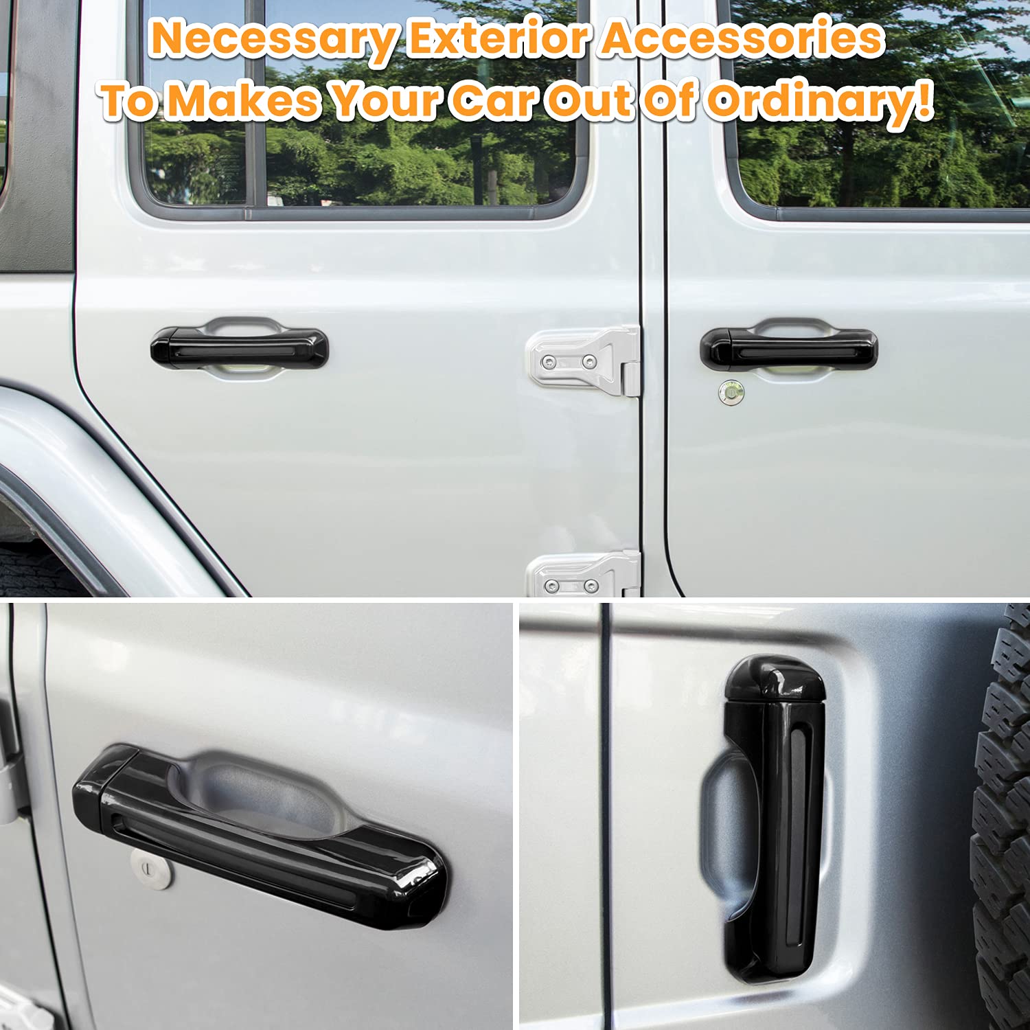 Jeep Wrangler Door Handle Covers 2018-2024 - Black 5PCS for JL/JLU/Gladiator - Exterior Protection Upgrade