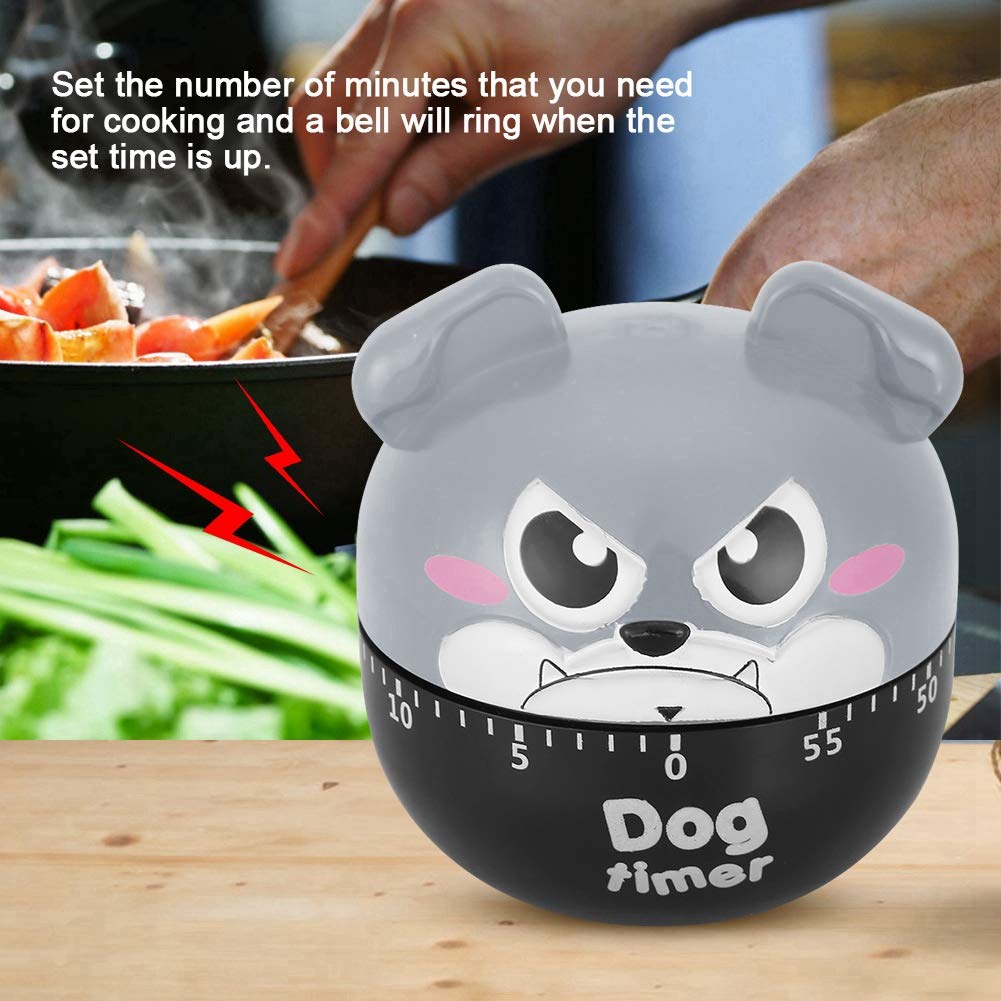 Dog-Shaped Mechanical Kitchen Timer - 55-Minute Countdown Clock for Cooking, Baking & BBQ - No Battery Needed - Gray Color - Perfect for Home Chefs & Baking Enthusiasts