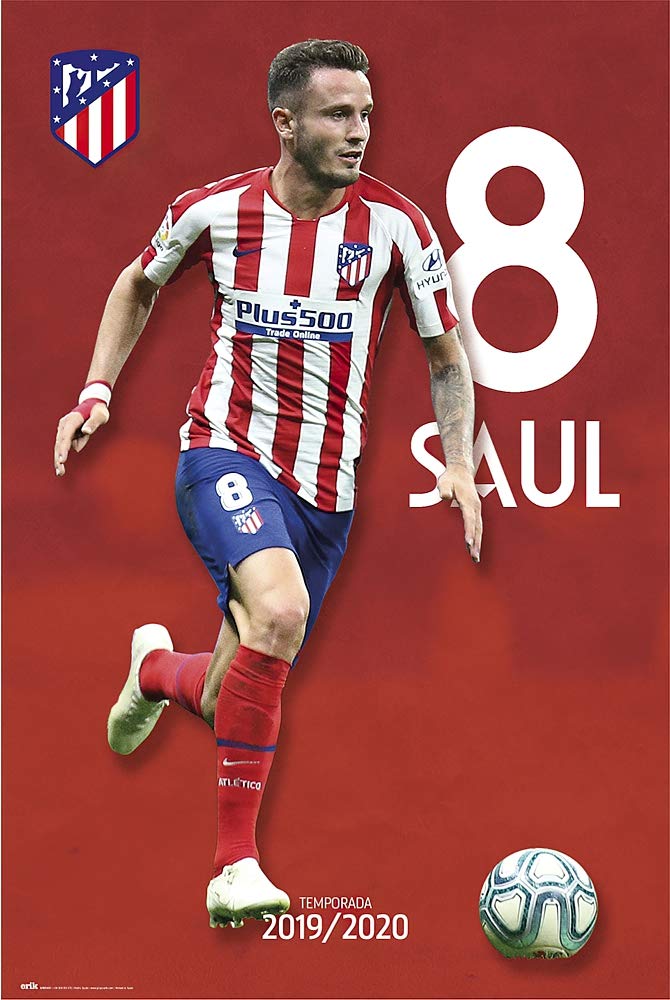 Atletico Madrid Soccer Poster - Saul in Action 24x36 Inches - Premium Football Wall Art for Bedroom, Game Room & Man Cave Decor