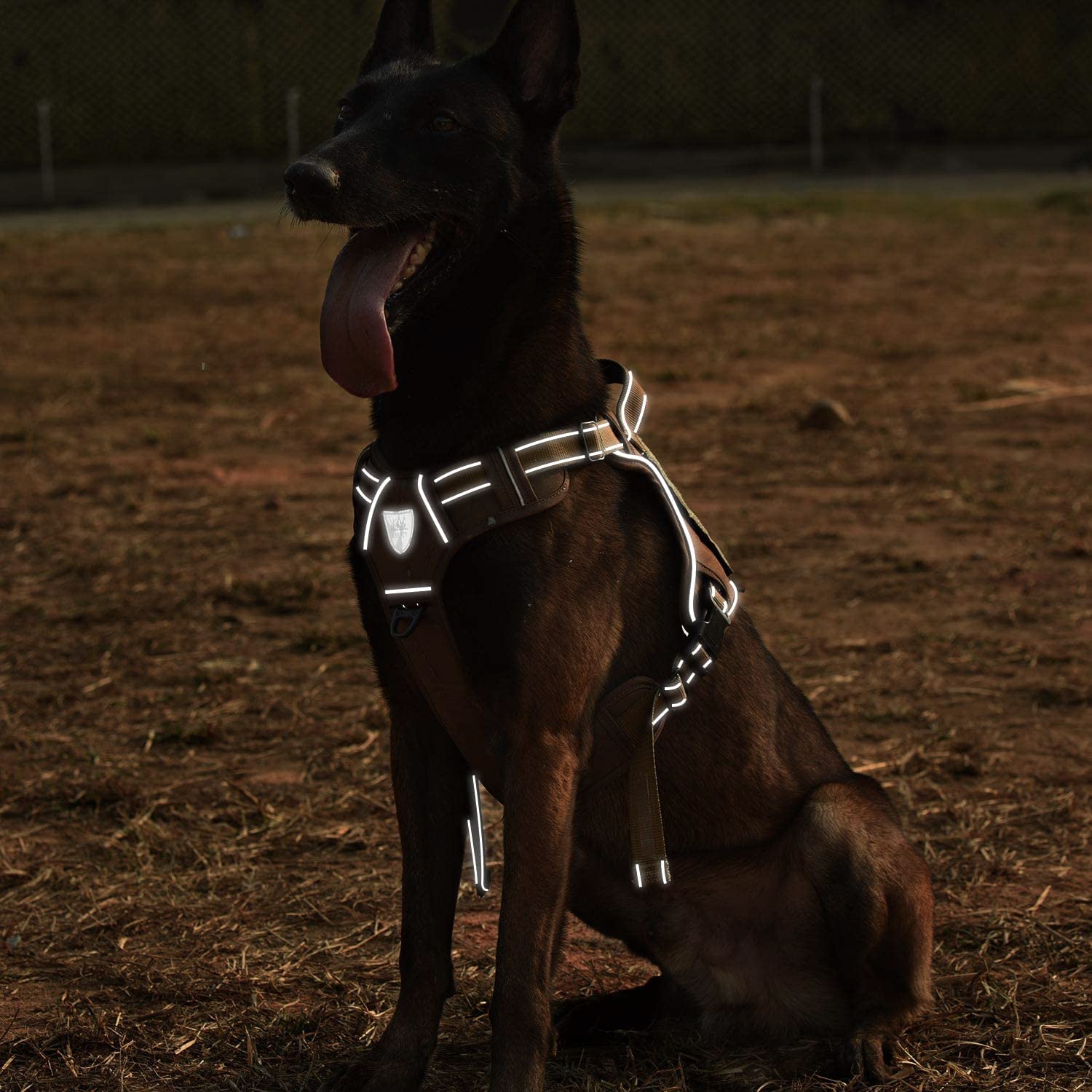 **Tactical Dog Harness No Pull Adjustable for Small Medium Large Dogs - Reflective Pet Vest for Training & Easy Control - Perfect for Outdoor Hiking, Running & Working (Size L: Neck 20-30