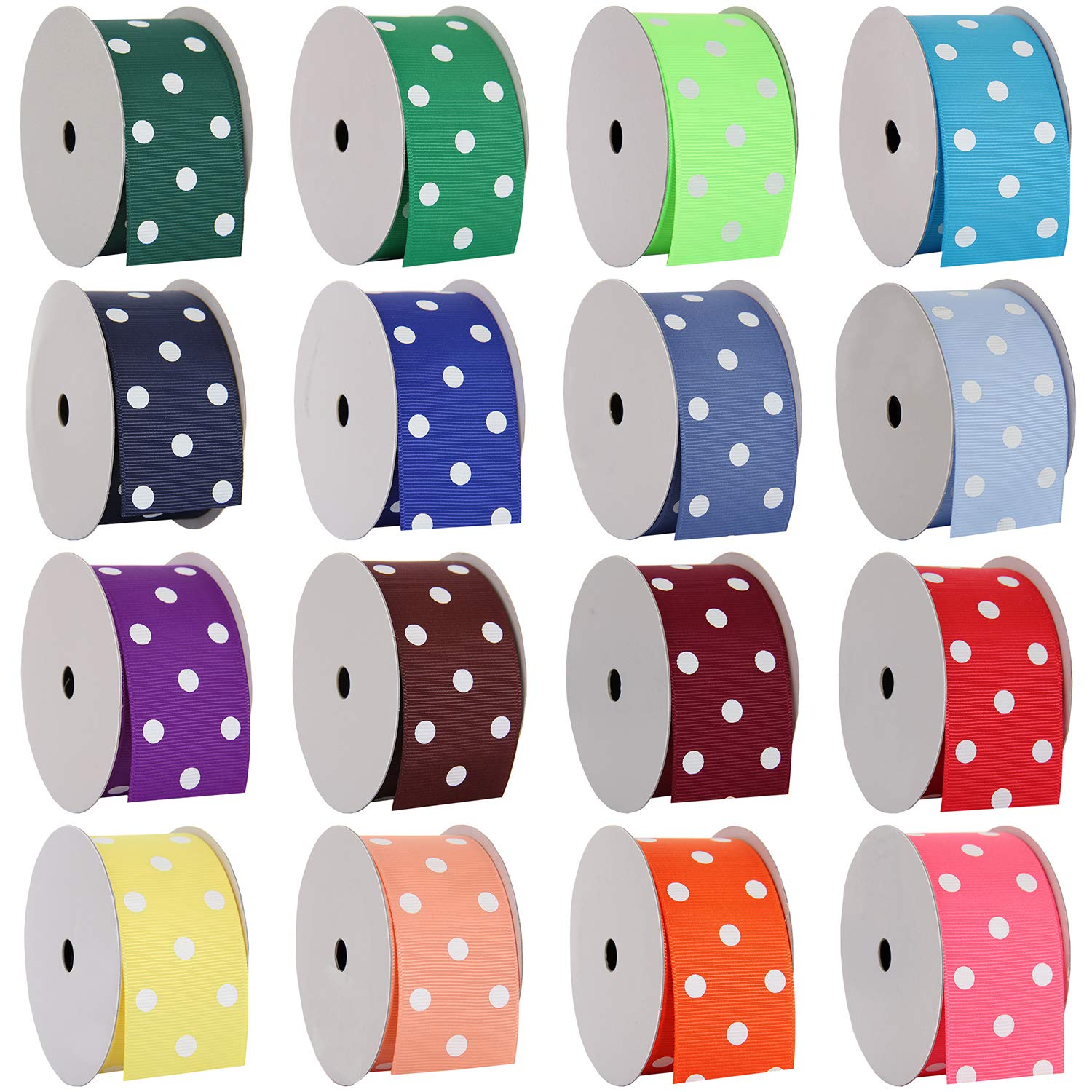 Threadart 1.5 Inch Grosgrain Dots Ribbon - 5 Yards Purple with White Dot Pattern - Perfect for DIY Bows, Gift Wrapping, Hair Accessories, Scrapbooking & Home Decor