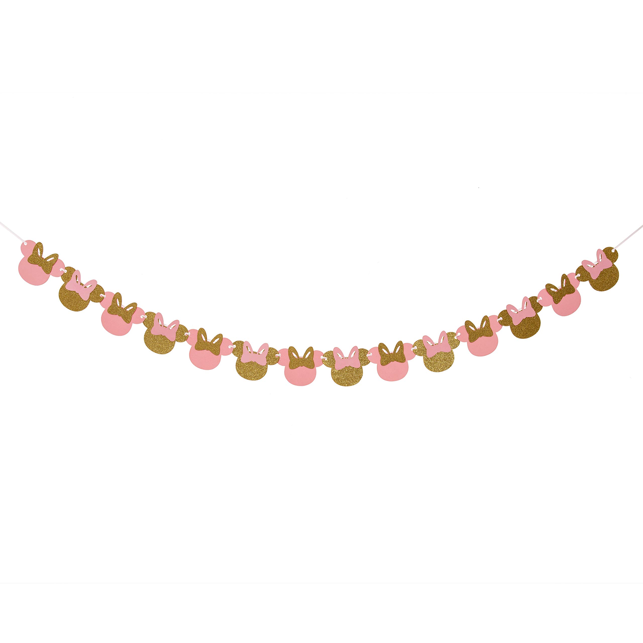6 ft Pink & Gold Bow Minnie Mouse Paper Garland - Minnie Mouse Party Banner Decorations for Girls Birthday, Baby Shower & Themed Parties - Perfect for 1st, 2nd, 3rd Birthday Celebrations & Disney-Inspired Events