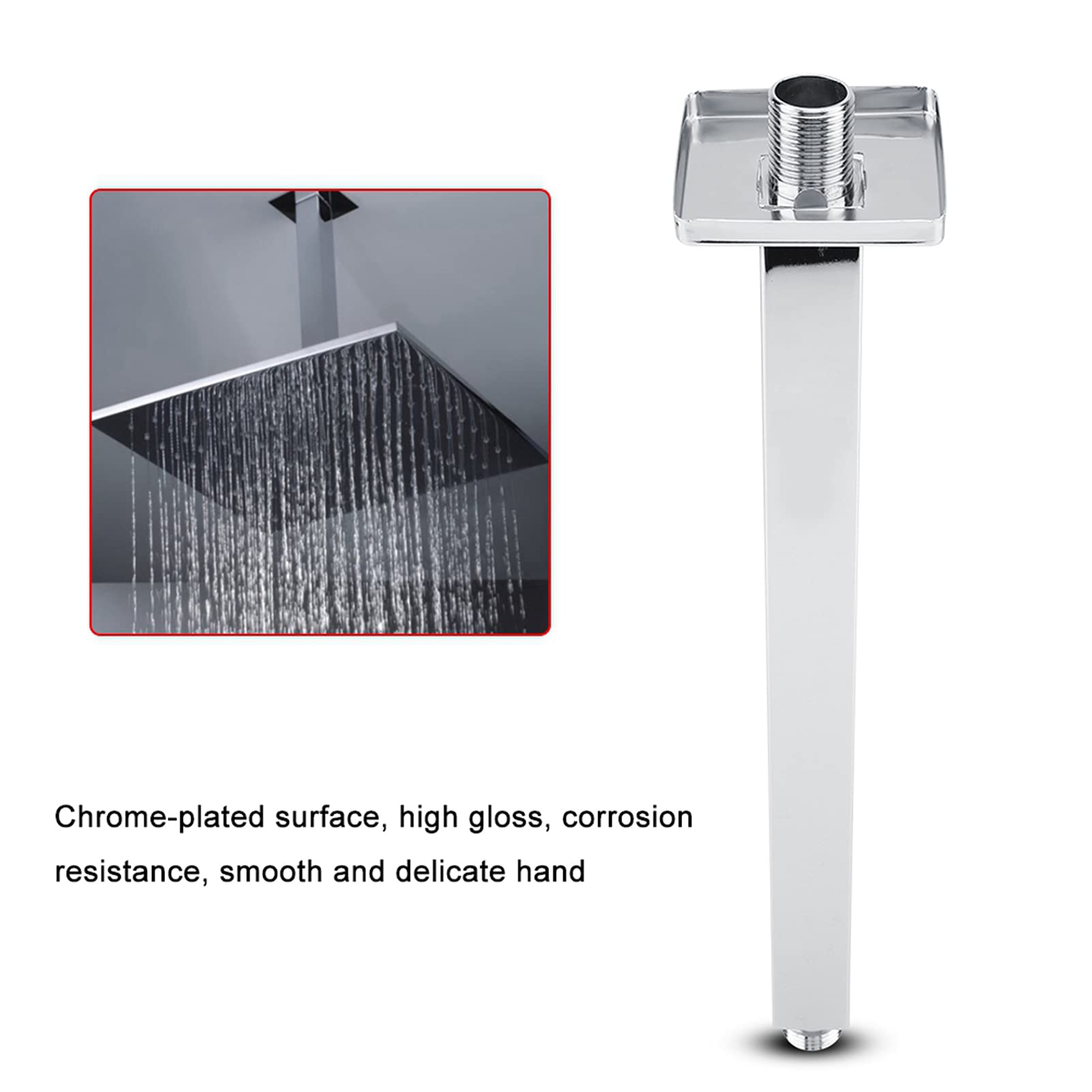 Extra Long Thick Stainless Steel Universal Shower Arm Extension - 8/10/12/16 Inch Wall Mounted Straight Shower Pipe for Bathroom & Spa Renovation