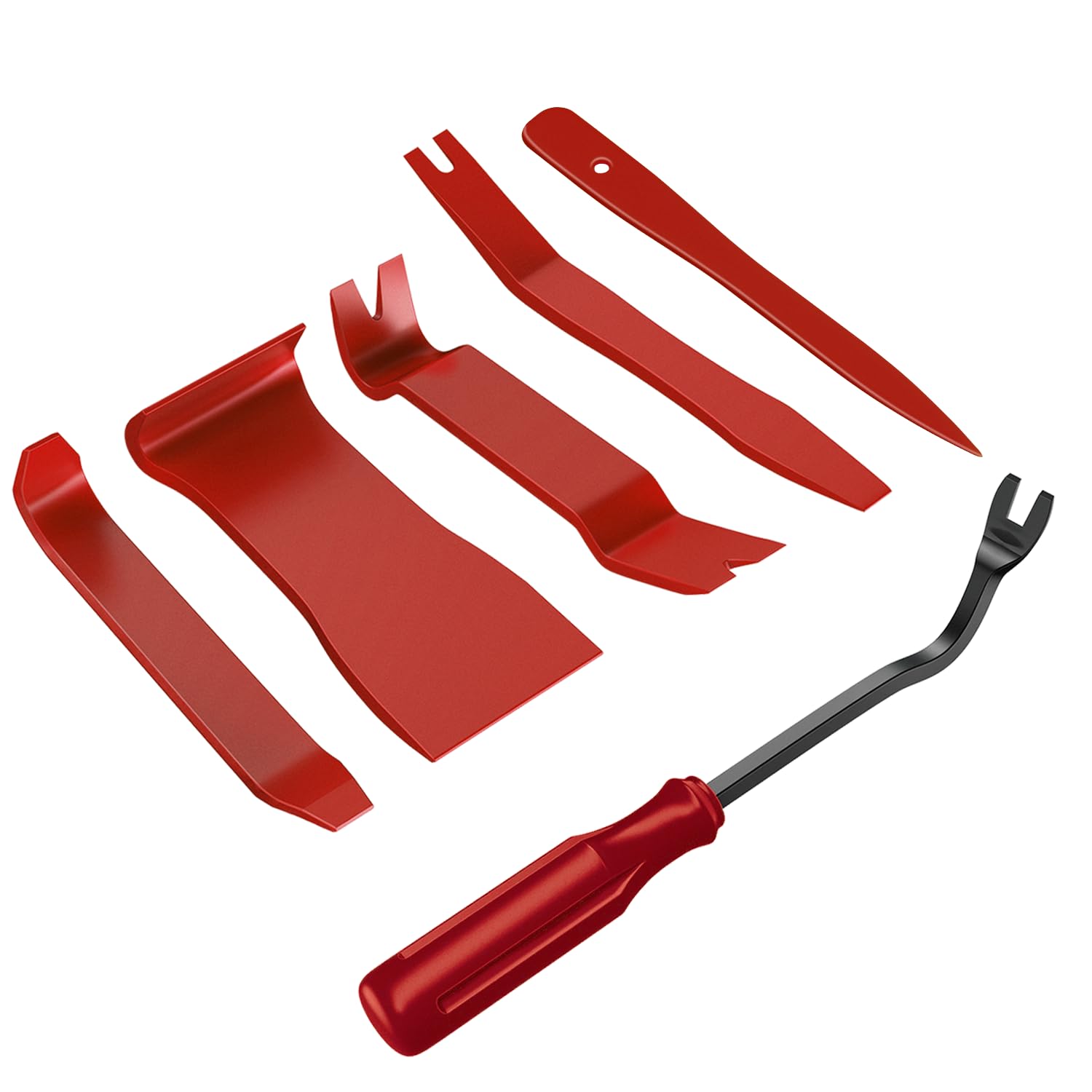 GOOACC 6PCS Auto Trim Removal Tool Kit - No-Scratch Car Audio Dash & Window Molding Fastener Remover Set (Red) - Perfect for Car Stereo Installation & Interior Detailing