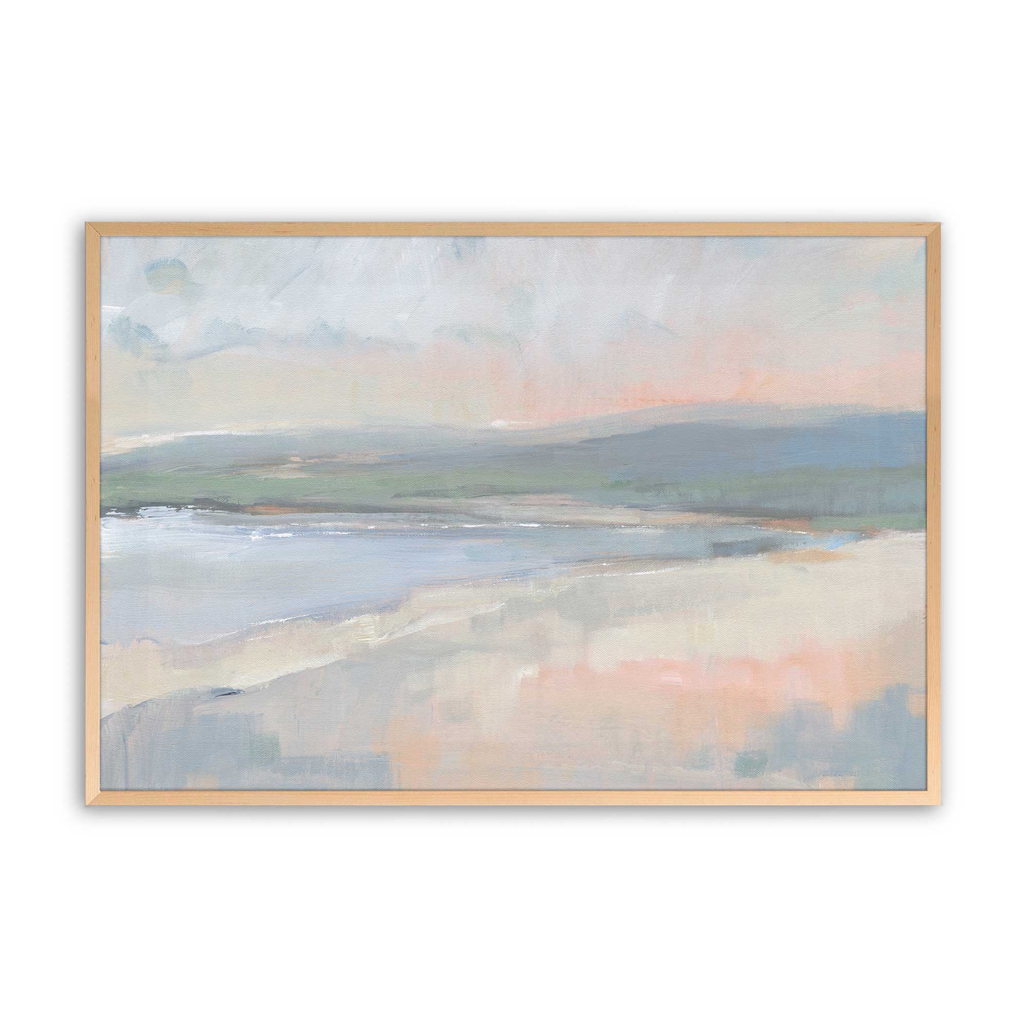 Hazy Beach at Dawn - Set of 2 Coastal Wall Art Prints for Living Room & Bedroom Decor