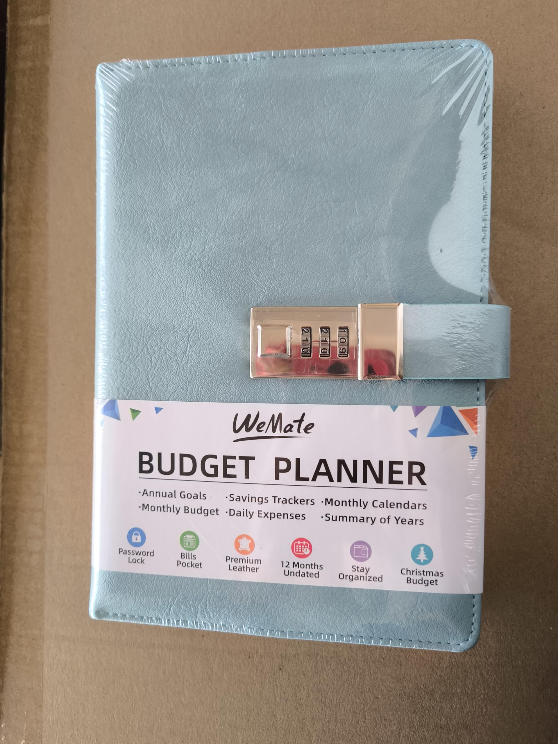 WEMATE 2025 Budget Planner with Lock - Monthly Expense Tracker Notebook & Undated Financial Organizer - A5 Leather Money Management Journal in Blue | Perfect for Personal Finance, Savings Goals & Debt Tracking