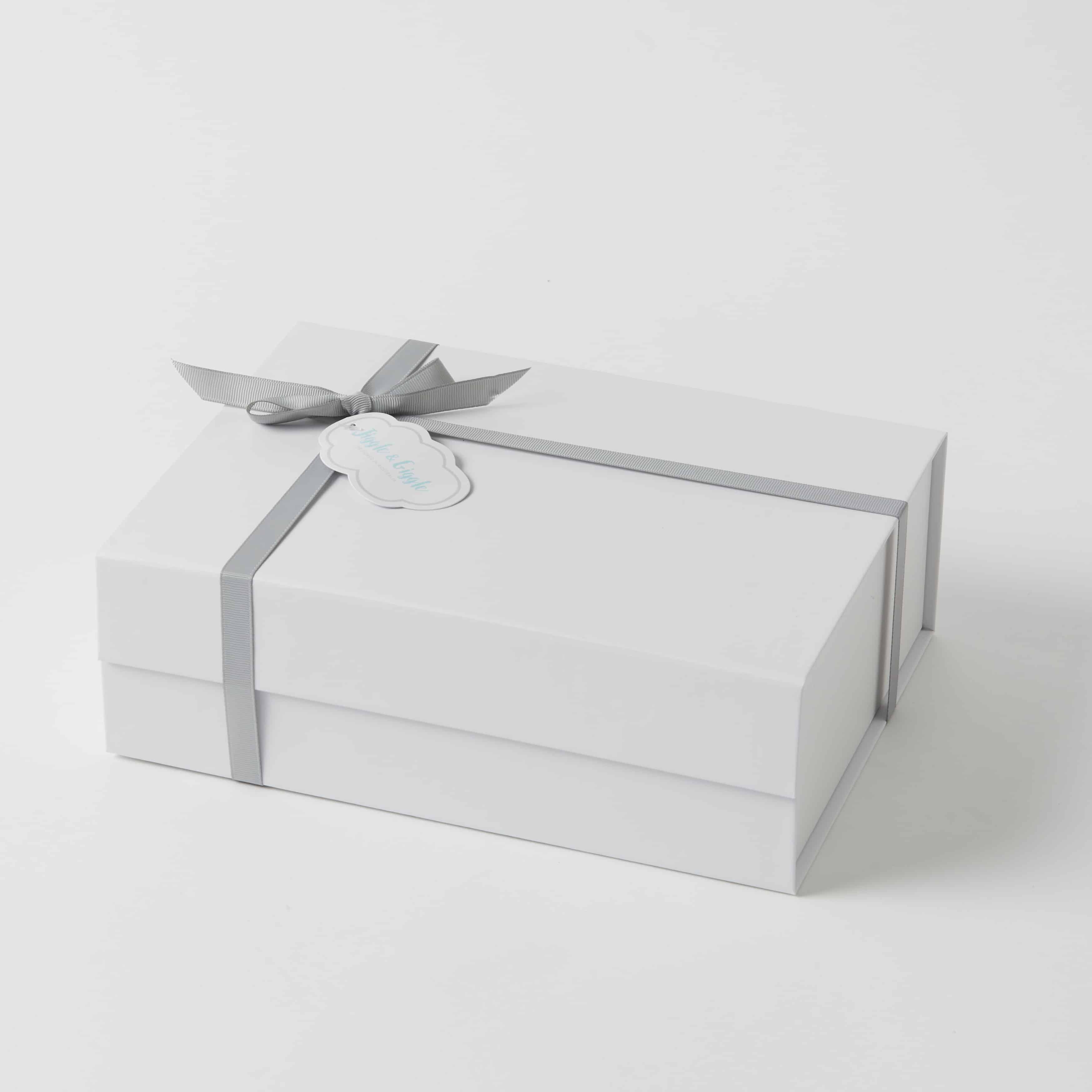 Jiggle & Giggle Grey Bunny Hamper Gift Set - Adorable Baby Shower & Easter Basket Present for Newborns & Toddlers