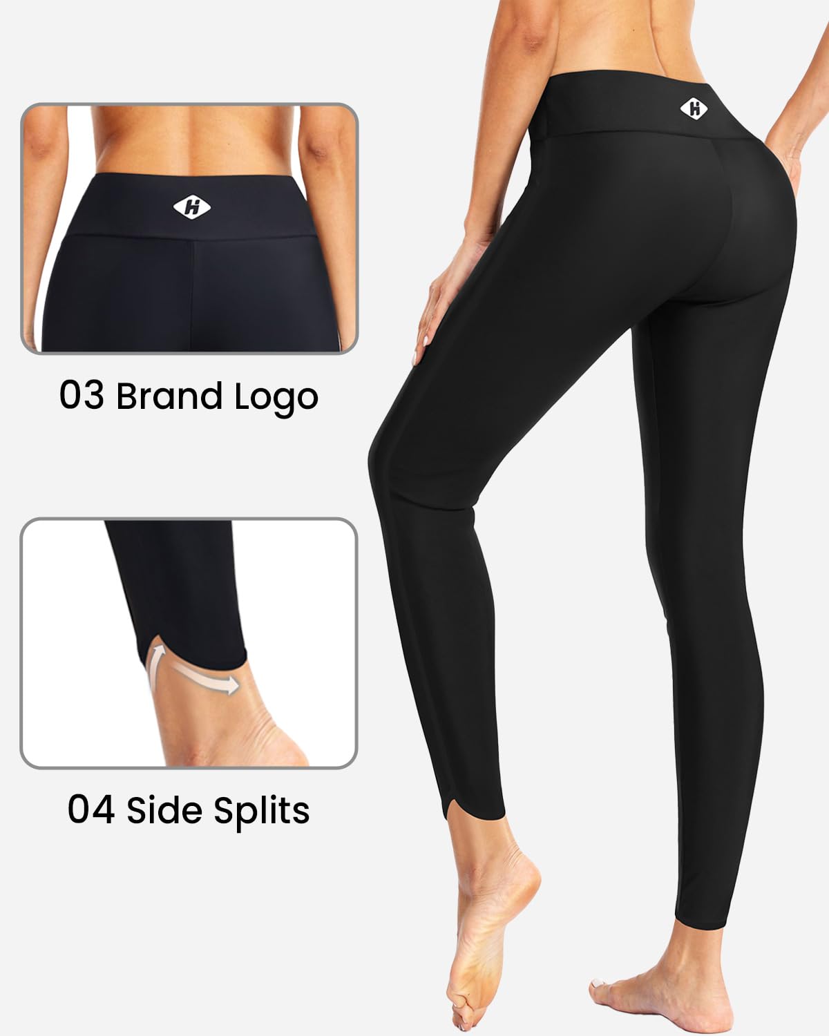 Holipick Women's High Waisted Swim Pants - UPF 50+ Rash Guard Leggings for Swimming, Surfing & Beach Activities