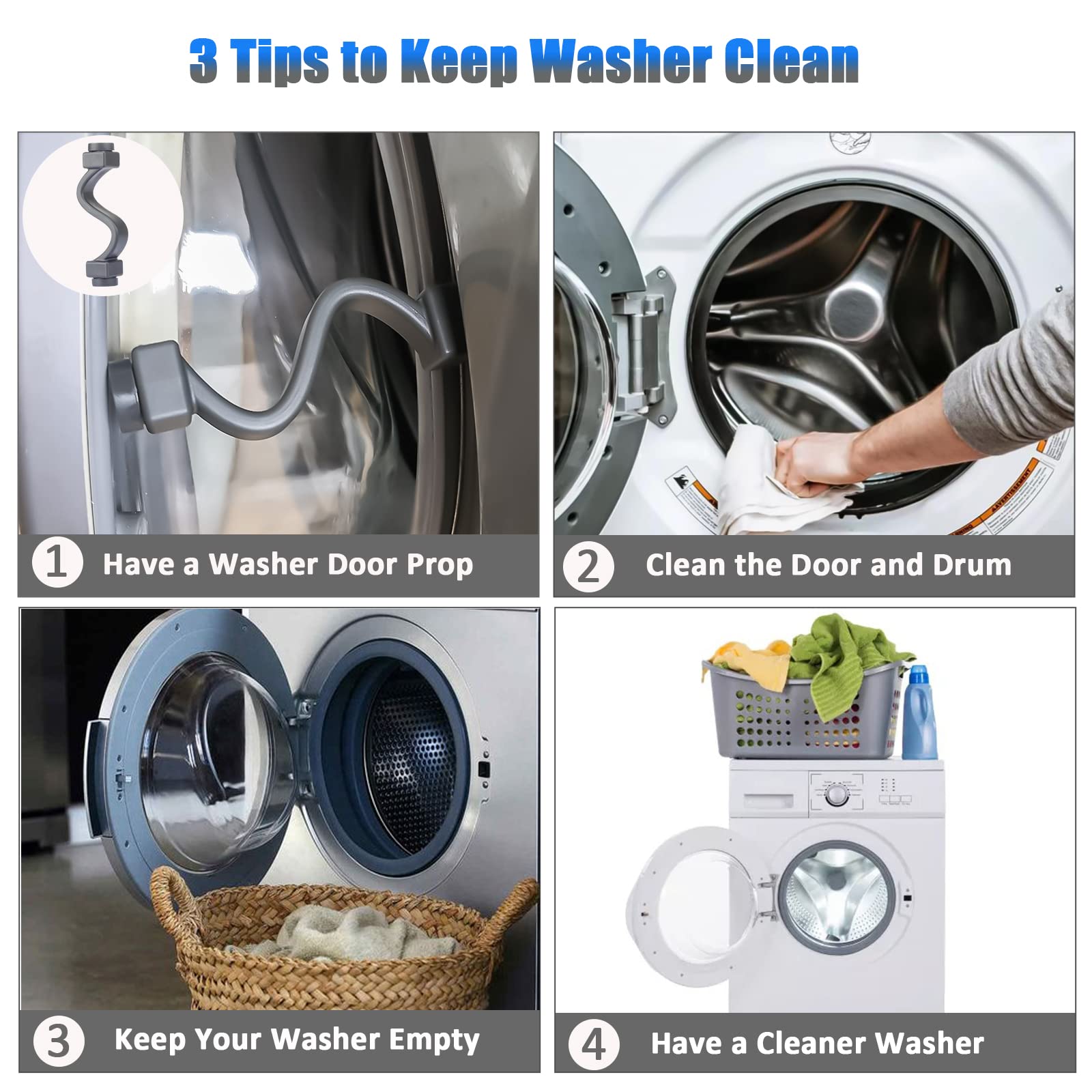 **Magoog Front Load Washer Door Prop Holder - Keep Washer Door Open & Dry to Prevent Mold & Odors - Universal Fit for Front Load Washing Machines (Grey) - Perfect for Laundry Rooms, Basements & Apartments**