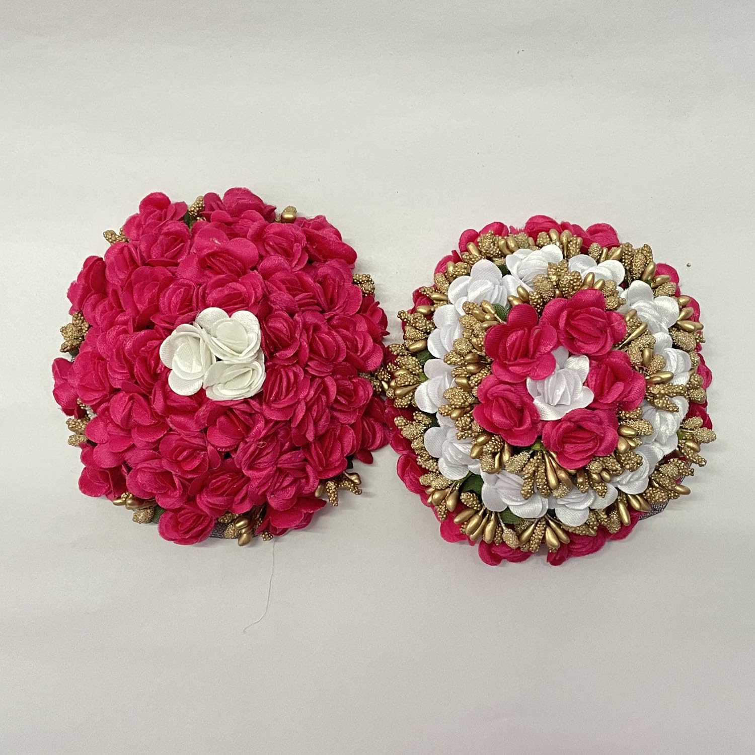 Elegant Maahal Hair Bun & Bridal Gajra Flower Set - 2 Pack Artificial Juda Hair Accessories for Women | Perfect for Weddings, Parties & Traditional Occasions