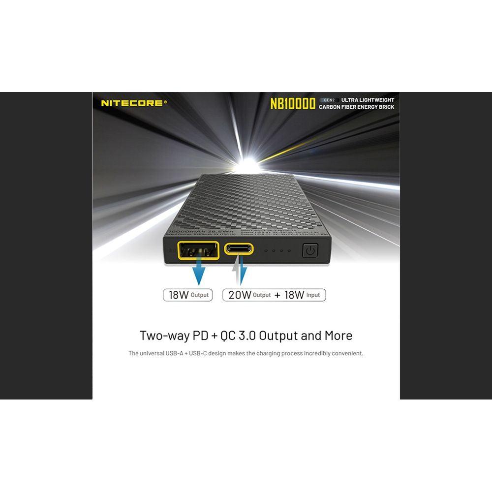 Nitecore NB10000 Gen 2 Ultra-Compact 10000mAh Portable Charger - Fast Charging Power Bank for iPhone, Samsung, iPad - Perfect for Travel, Camping & Outdoor Adventures