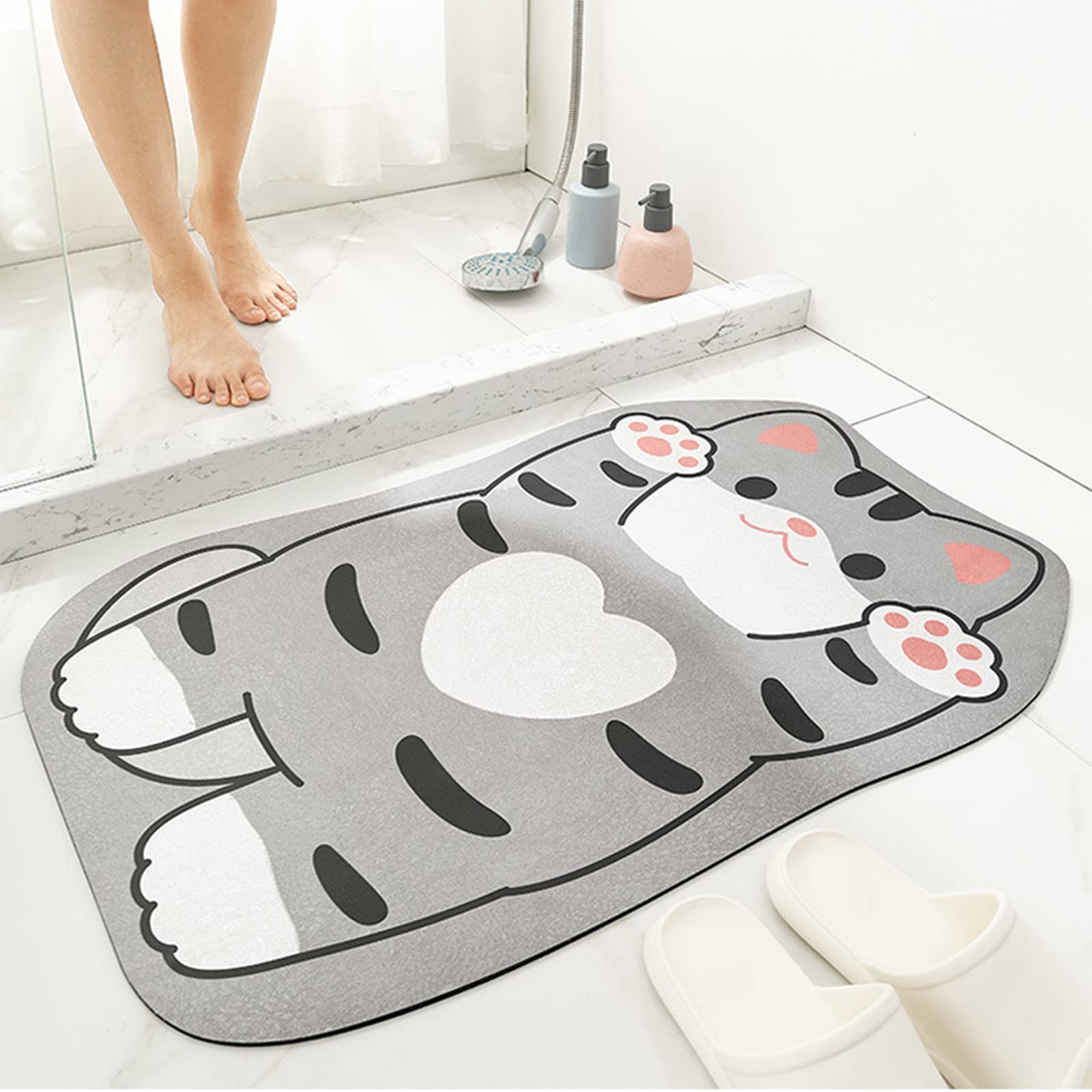 HSVANYR Super Absorbent Shower Rug - Non-Slip Bath Mat for Bathroom Floor, Soft Microfiber Cat Bath Mats (15x23 Inches) | Machine Washable, Quick-Drying | Perfect for Bathrooms, Showers & Pet Areas
