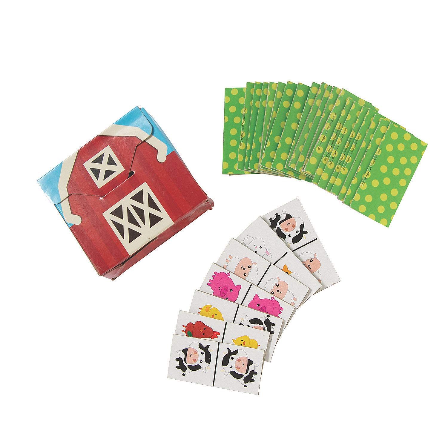Farm Dominoes Game Set - 12 Piece Wooden Dominoes for Kids & Adults - Fun Family Board Game for Indoor & Outdoor Play