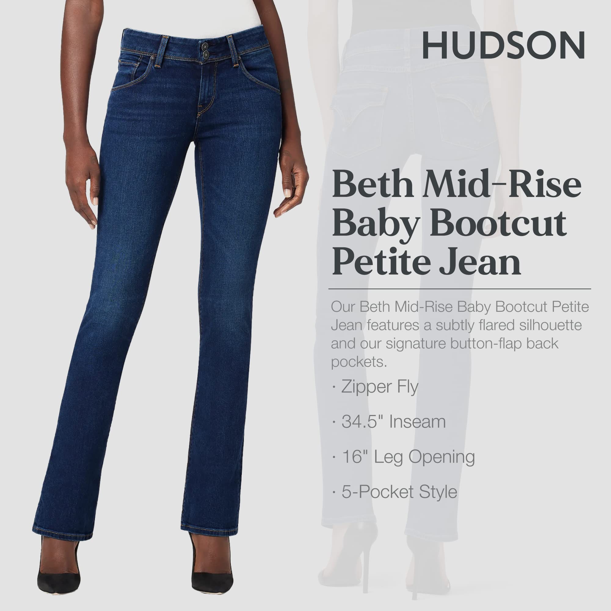 HUDSON Women's The Petite Jeans - Slim Fit High Waist Ankle Skinny Denim Pants for Women | Perfect for Work, Date Night & Casual Outfits