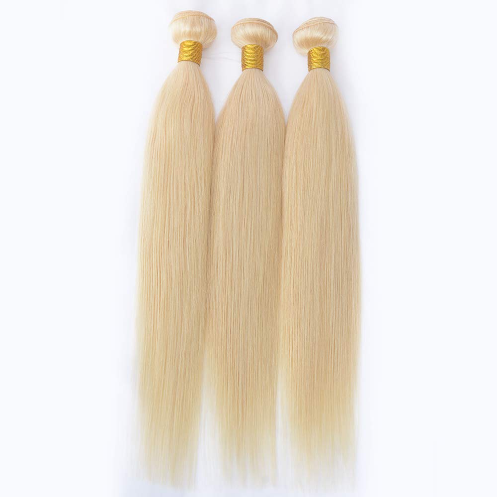 SeraphicWig 613 Blonde Human Hair Extensions - 100% Real Silky Straight Bundles for Women (1 Bundle 24inch 100g) | Perfect for Daily Wear, Parties & Special Occasions