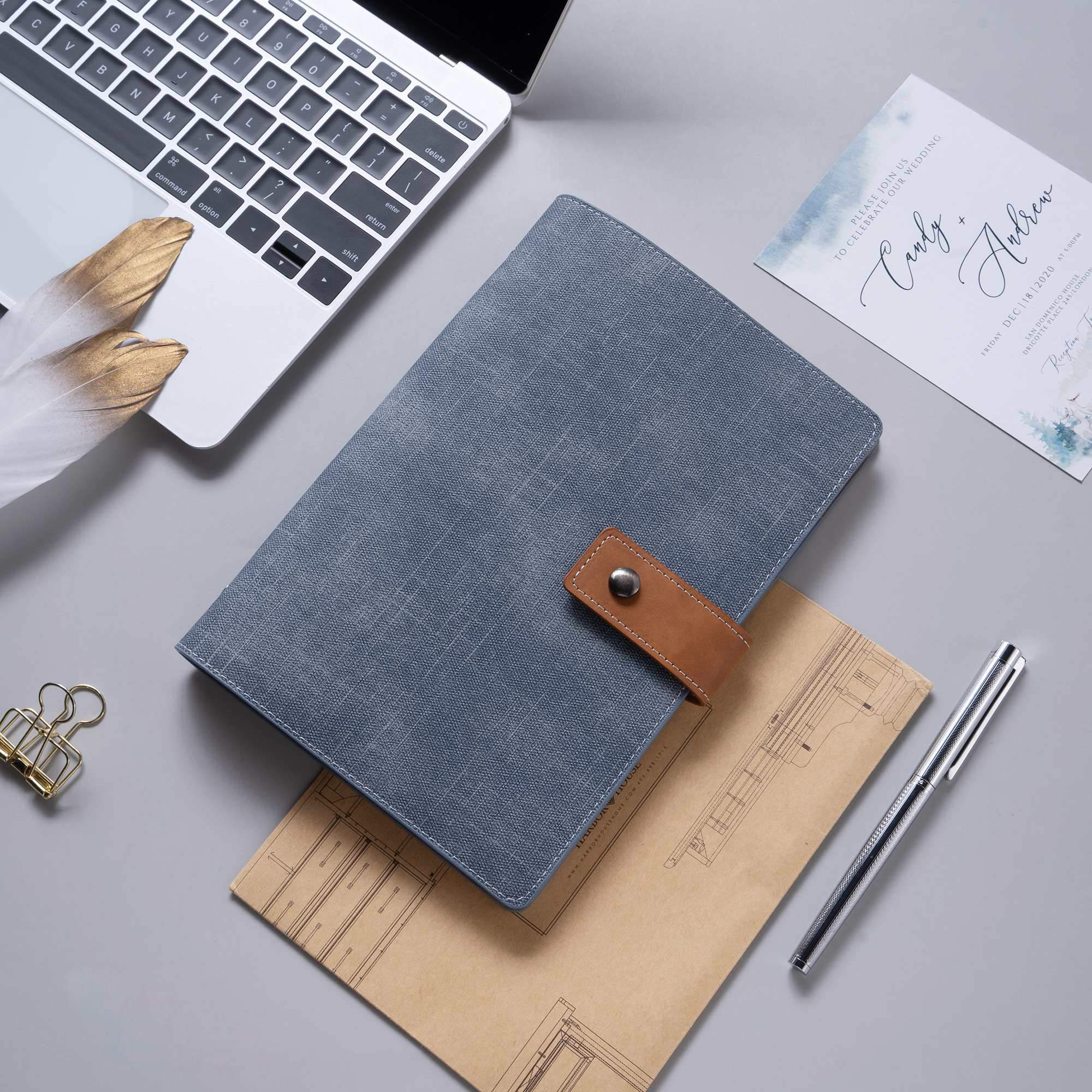 Refillable Faux Leather Traveler Notebook - 6 Ring Binder Organizer with Lined/Grid/Blank Paper & Calendar | Perfect for Journaling, Planning & Travel | A5 Size for Women & Men (CAGIE)