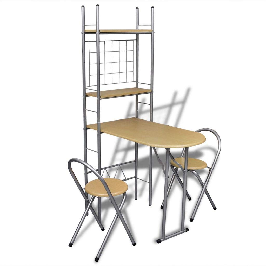 H.BETTER Foldable Dining Table Set with 2 Chairs - Compact Steel Legs for Small Spaces, Breakfast Nook, Balcony or Outdoor Use - Perfect for Apartments, Dorms, and RV Living