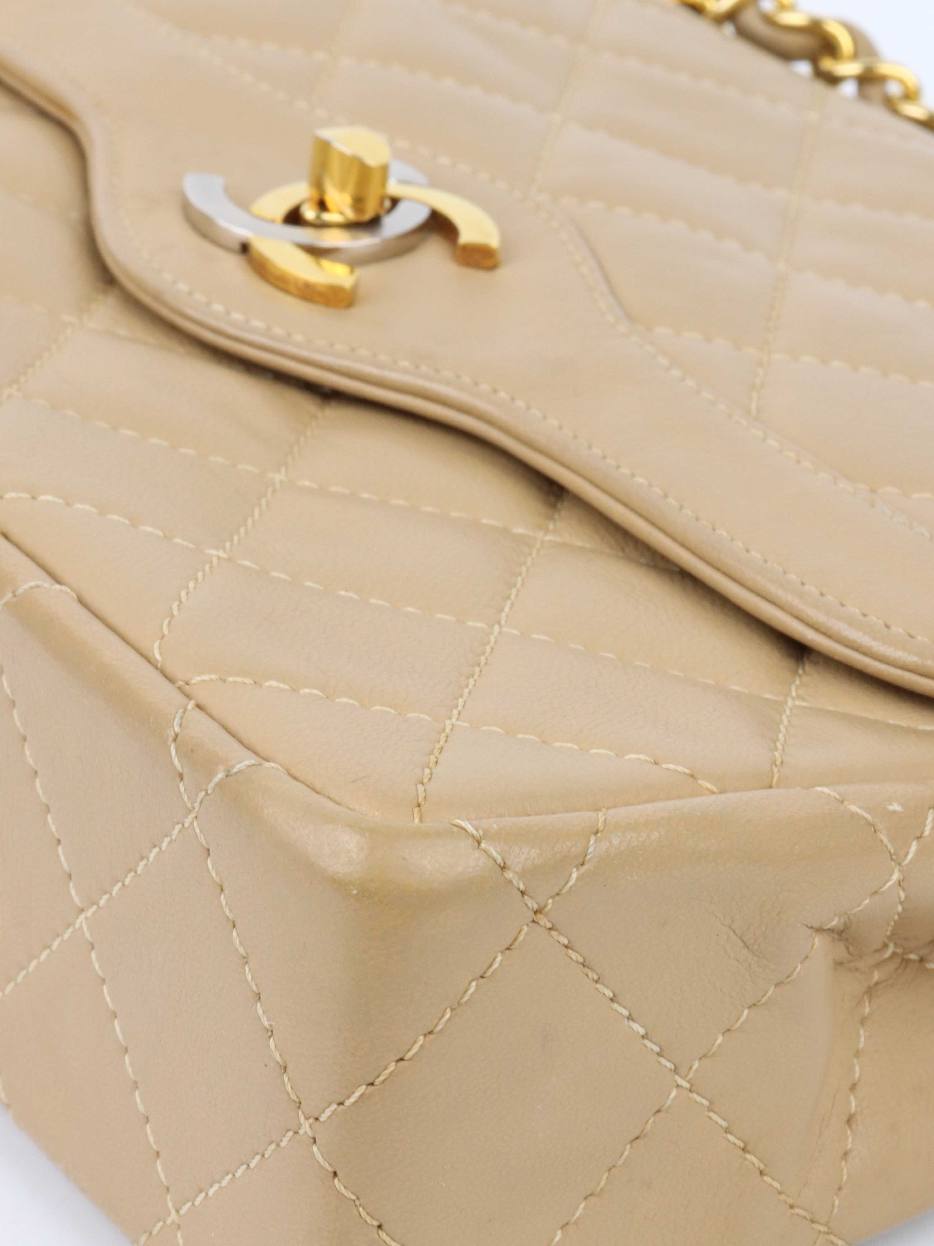 Vintage Chanel Two-Tone Beige Flap Bag - Classic Luxury Handbag for Women | Perfect for Evening Events, Date Nights & Special Occasions