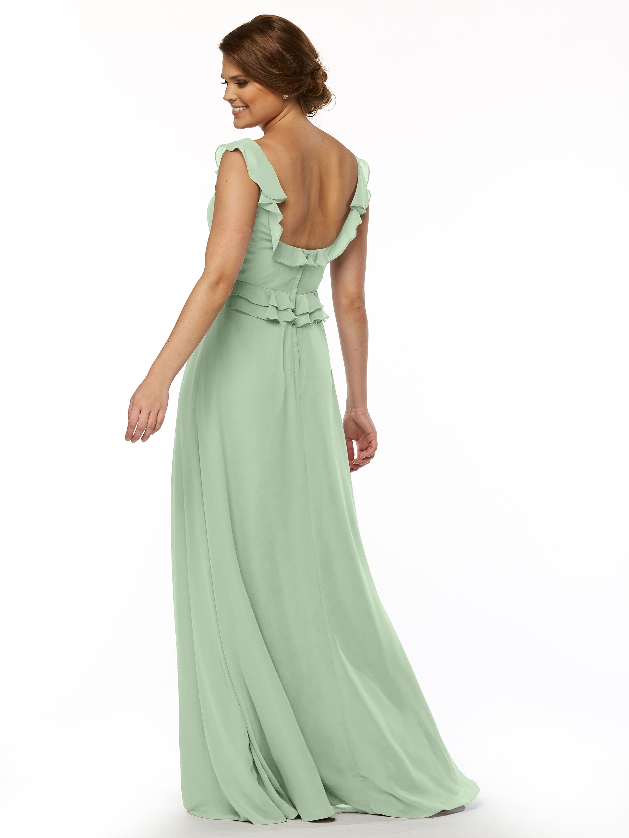Elegant Off-the-Shoulder Chiffon Bridesmaid Dress with Ruffled Bodice - A-Line Flowy Wedding Party Gown for Formal Events, Prom & Special Occasions