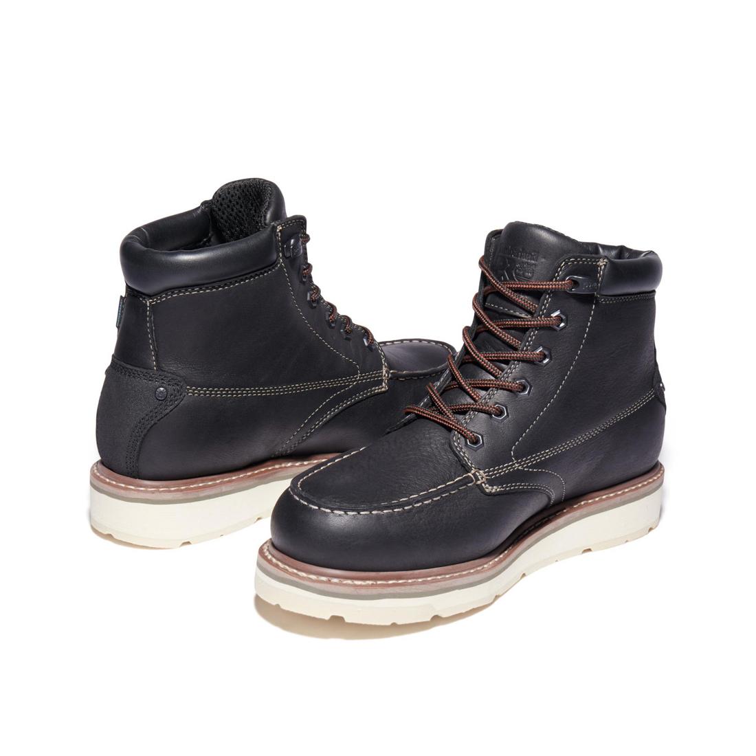 Gridworks 6 Inch Soft Toe Waterproof Work Boots for Men - Black Slip Resistant Safety Shoes for Construction, Hiking & Outdoor Activities