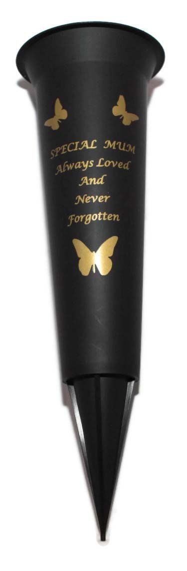 Special Mom Verse Graveside Memorial Spiked Flower Vase - Durable Metal Cemetery Vase for Grave Decorations, Perfect for Memorial Day, Mother's Day & Sympathy Arrangements