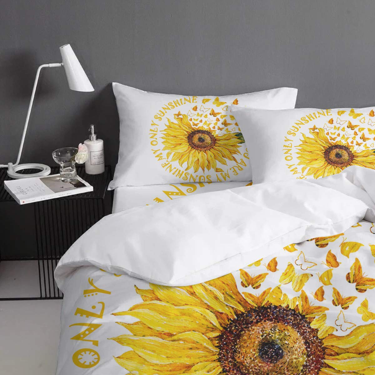Soft Zipper Duvet Cover Set with Beautiful Animal, Butterflies & Sunflower Design - Queen Size Plush Twill Bedding Set for Kids & Teens - Perfect for Girls' & Boys' Bedrooms, Dorm Rooms & Cozy Home Decor